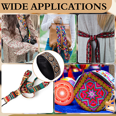Ethnic Style Polyester Jacquard Flower Ribbon for Garment Accessories OCOR-WH0097-83A-1