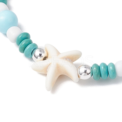 Synthetic Turquoise & Porcelain & Dyed Natural Howlite Beads Stretch Bracelets for Women BJEW-JB11793-03-1
