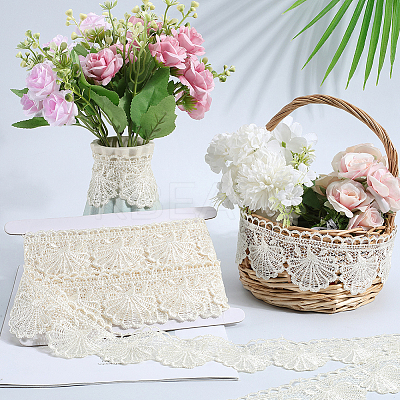 4.7~5 Yards Cotton Shell Shaped Flower Lace Ribbon OCOR-GF0003-95C-1