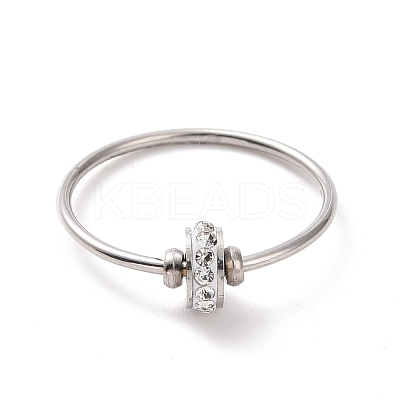 Crystal Rhinestone Flat Round Finger Ring RJEW-D120-22B-P-1