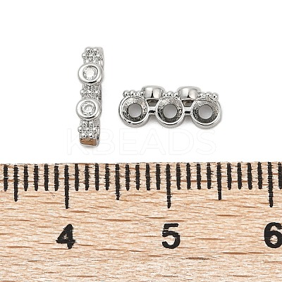 Brass Micro Pave Clear Cubic Zirconia Spacer Bars KK-P302-21B-P-1