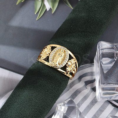 Brass Micro Pave Clear Cubic Zirconia Finger Rings for Women RJEW-Z081-01G-1