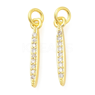 Leaf Rack Plating Brass Micro Pave Cubic Zirconia Pendants KK-S396-15-1