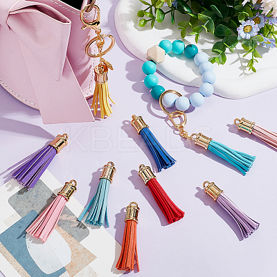 15Pcs 15 Colors Imitation Leather Big Tassel Pendants FIND-PH0008-26-1
