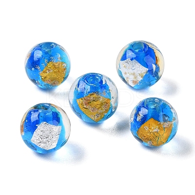 Handmade Gold & Silver Foil Lampwork Beads GLAA-G107-07A-02-1