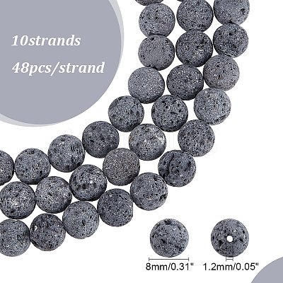 Unwaxed Natural Lava Rock Bead Strands G-F309-8mm-1