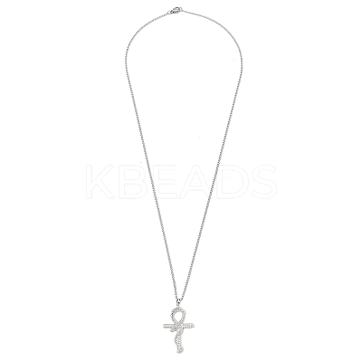 Brass Micro Pave Cleal Cubic Zirconia Pendant Necklaces NJEW-M211-03D-P-1