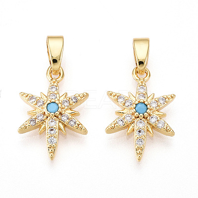 Brass Micro Pave Cubic Zirconia Pendants X-KK-T070-59B-G-1