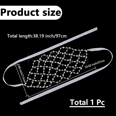 Brass ABS Plastic Pearl Beaded Elastic Headband OHAR-WH20008-02S-1