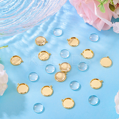 12Pcs Brass Pendant Cabochon Settings KK-TA0003-10C-1