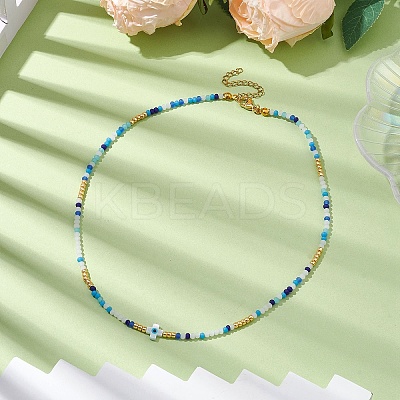 Glass Beaded Necklaces NJEW-JN04896-1