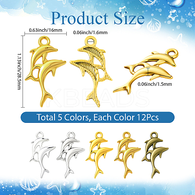 60Pcs 5 Colors Tibetan Style Alloy Pendants FIND-SC0016-87-1