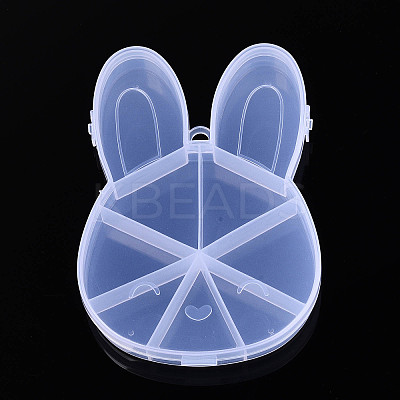 Easter Rabbit 9 Grids Plastic Bead Storage Containers with Hinged Lid CON-T001-07-1