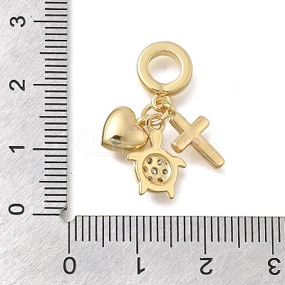 Brass Micro Pave Clear Cubic Zirconia European Dangle Charms KK-D431-033B-G-1