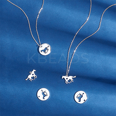 DIY 304 Stainless Steel Horse Pendant Necklace Making Kit DIY-DR0001-44-1