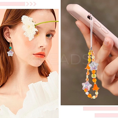 30Pcs 3 Colors UV Plating Printed Transparent Acrylic Beads PACR-YW0001-59-1