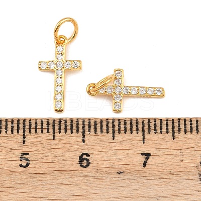 925 Sterling Silver Pave Clear Cubic Zirconia Cross Charms STER-A049-06G-1