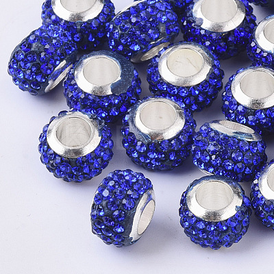 Polymer Clay Rhinestone European Beads RB-S055-16D-1