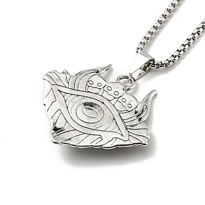 Alloy Skull with Plastic Dragon Eye Pendant Necklace NJEW-B084-01A-1