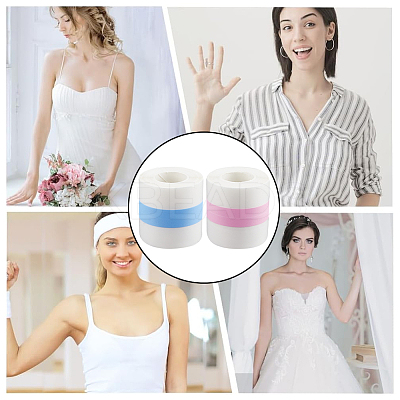 2 Rolls 2 Colors 5M Non-woven Fabrics Invisible Self Adhesive Bob Tape for Breast AJEW-GF0008-87-1