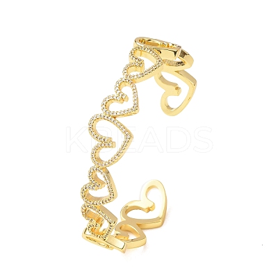 Brass Micro Pave Clear Cubic Zirconia Cuff Bangles for Women BJEW-C140-35G-1