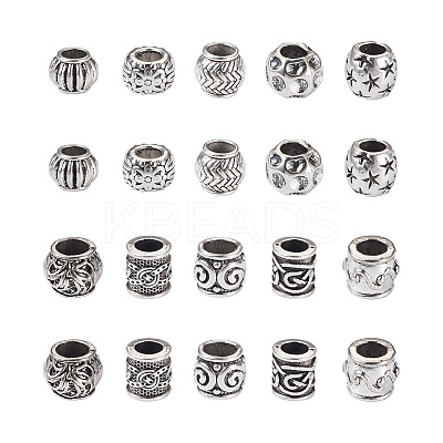 100Pcs 10 Style Tibetan Style Alloy European Beads FIND-CD0001-34-1