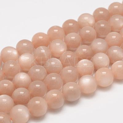 Natural Sunstone Round Beads Strands G-O017-6mm-11-1