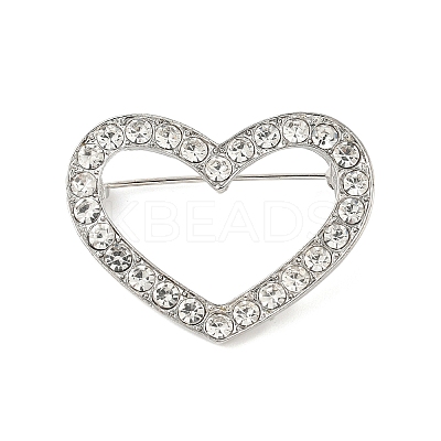 Heart Zinc Alloy Rhinestone Brooches for Backpack Clothes JEWB-R069-01P-1
