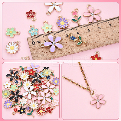 40Pcs 5 Styles Random Color Alloy Enamel Charms ENAM-YW0004-79B-1