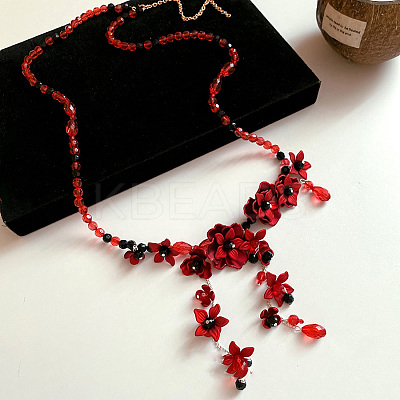 Glass with Acrylic Flower Tassel Waist Belly Chains for Women FS-WG85543-01-1