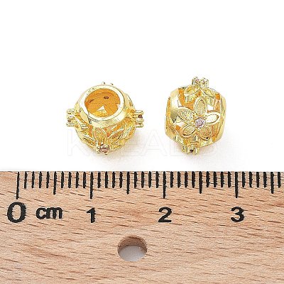 Rack Plating Brass Micro Pave Cubic Zirconia European Beads KK-B078-08G18-1