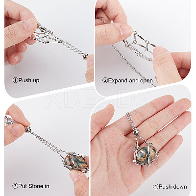 2Pcs 2 Styles 304 Stainless Steel Macrame Pouch Necklace Making for Gemstone Nuggets NJEW-BBC0001-22-1