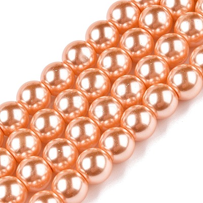 Baking Paint Pearlized Glass Pearl Round Bead Strands HY-Q330-8mm-33-1