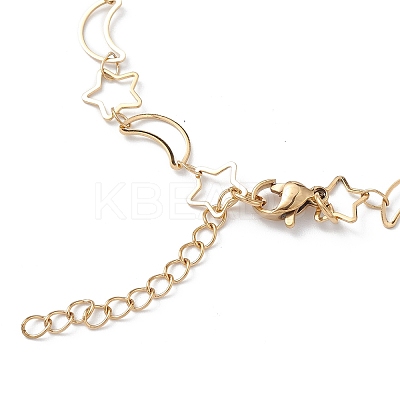 Ion Plating(IP) 304 Stainless Steel Star & Moon Link Chain Anklets for Men Women STAS-B039-15G-1