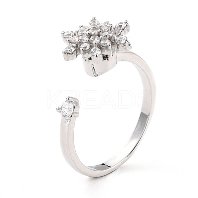 Snowflake Rotatable Open Ring for Women RJEW-M139-07P-1