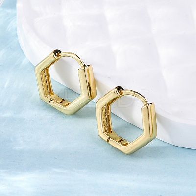 Brass Hexagon Hinged Hoop Earrings for Women EJEW-P206-11G-1