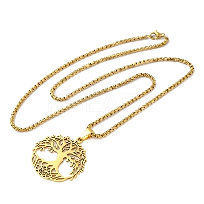 201 Stainless Steel Pendant Necklaces NJEW-H015-03G-1