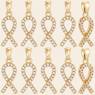 10Pcs Brass Micro Pave Cubic Zirconia Pendants KK-BBC0019-34-1