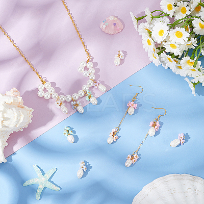 12Pcs 6 Colors Resin & Natural Pearl Pendant PALLOY-PH01821-1