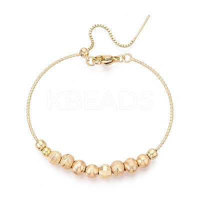 Adjustable Brass Beaded Slider Bracelets for Women BJEW-T022-22G-1
