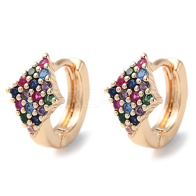 Rack Plating Brass Micro Pave Colorful Cubic Zirconia Hoop Earrings for Women EJEW-P238-01KCG-1
