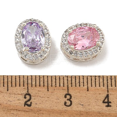 Brass Micro Pave Cubic Zirconia Beads KK-U037-07P-1