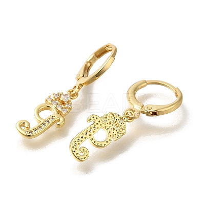 Brass Clear Cubic Zirconia Hoop Earrings EJEW-M045-01G-1