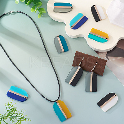 10Pcs 5 Colors Resin & Wood Pendants RESI-TA0004-53-1