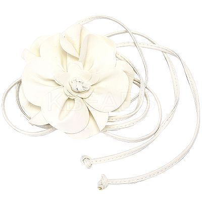 Flower PU Leather Wrap Waist Belts for Women AJEW-WH20816-058B-1