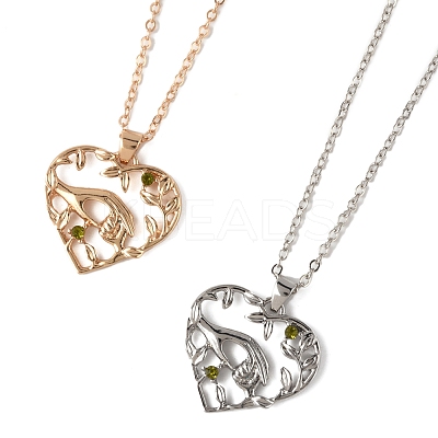 2Pcs 2 Colors Mom Daughter Hand in Hand Family Heart Alloy Pendant Necklaces NJEW-FS0001-10A-1