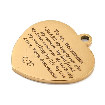 Valentine's Day PVD Vacuum Plating 201 Stainless Steel Pendants STAS-L079-24G-04-1