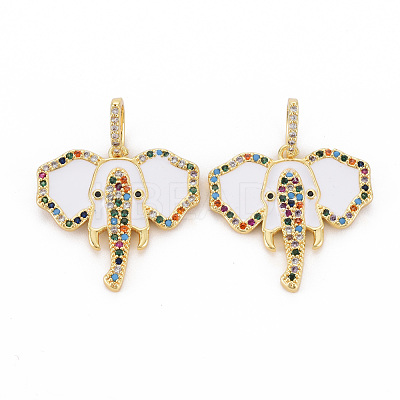 Brass Micro Pave Colorful Cubic Zirconia Pendants KK-S354-330-NF-1