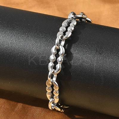 304 Stainless Steel Oval Link Chains Bracelets for Men & Women BJEW-D042-48P-1