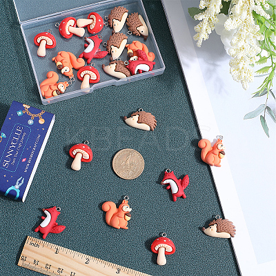 24Pcs 4 Styles Autumn Opaque Animal Resin Cabochons RESI-SC0002-87-1